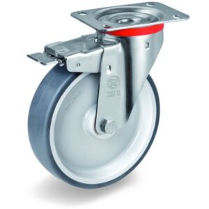 TPR Tyre with Polypropylene Centre, Swivel Top Plate Castor with Brake, NL Duty