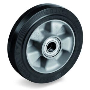 Elastic Rubber Tyre Bonded to Aluminium Centre, Wheel, Ball Bearing