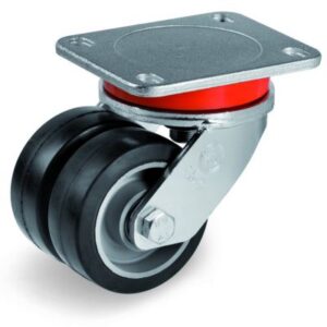 Elastic Rubber Tyre Bonded to Aluminium Centre, Electro Welded Swivel Top Plate Castor, EEG MHD Duty