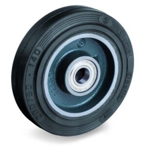 Vulcanised Sigma Elastic Rubber Tyre with Cast Iron Centre, Wheel, Ball Bearing Facility