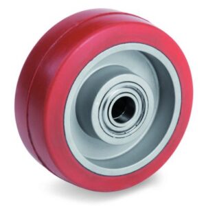 Red Non-Marking Silicon Rubber Tyre with Aluminium Centre, Wheel, Ball Bearing