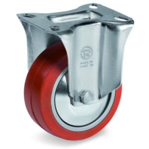 Red Non-Marking Silicon Rubber Tyre with Aluminium Centre, Fixed Top Plate Castor, NL Duty