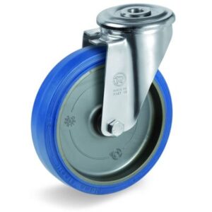 Blue Non-Marking Sigma Elastic Tyre Bonded to Polyamide 6 Centre, Bolt Hole Castor , NL Duty