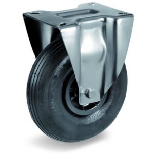 Pneumatic Tyre with Plastic Centre, Fixed Top Plate Castor with Ribbed Tyre, NL Duty