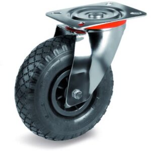 Pneumatic Tyre with Plastic Centre, Swivel Top Plate Castor with Cross Country Tyre, NL Duty