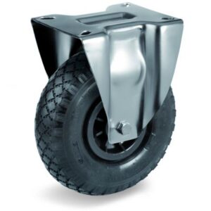 Pneumatic Tyre with Plastic Centre, Fixed Top Plate Castor with Cross Country Tyre, NL Duty