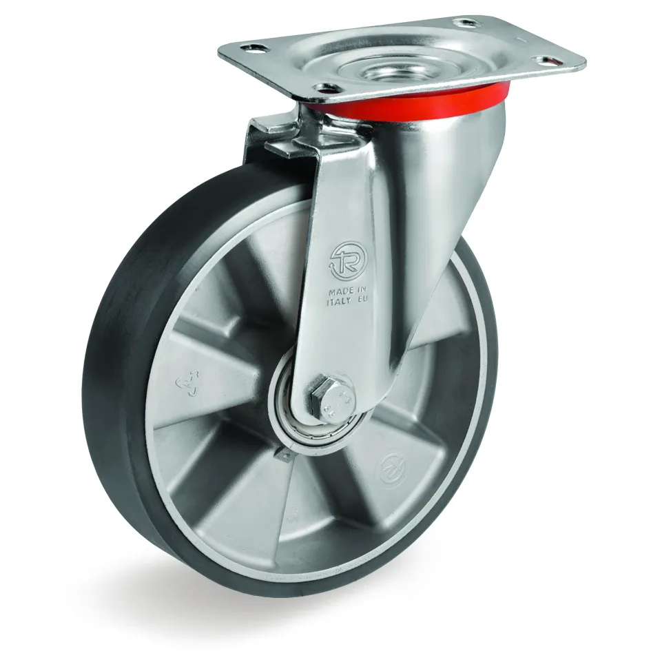 TR Polyurethane Tyre with Electrical Resistance and Aluminium Centre, Swivel Top Plate Castor, NL Duty