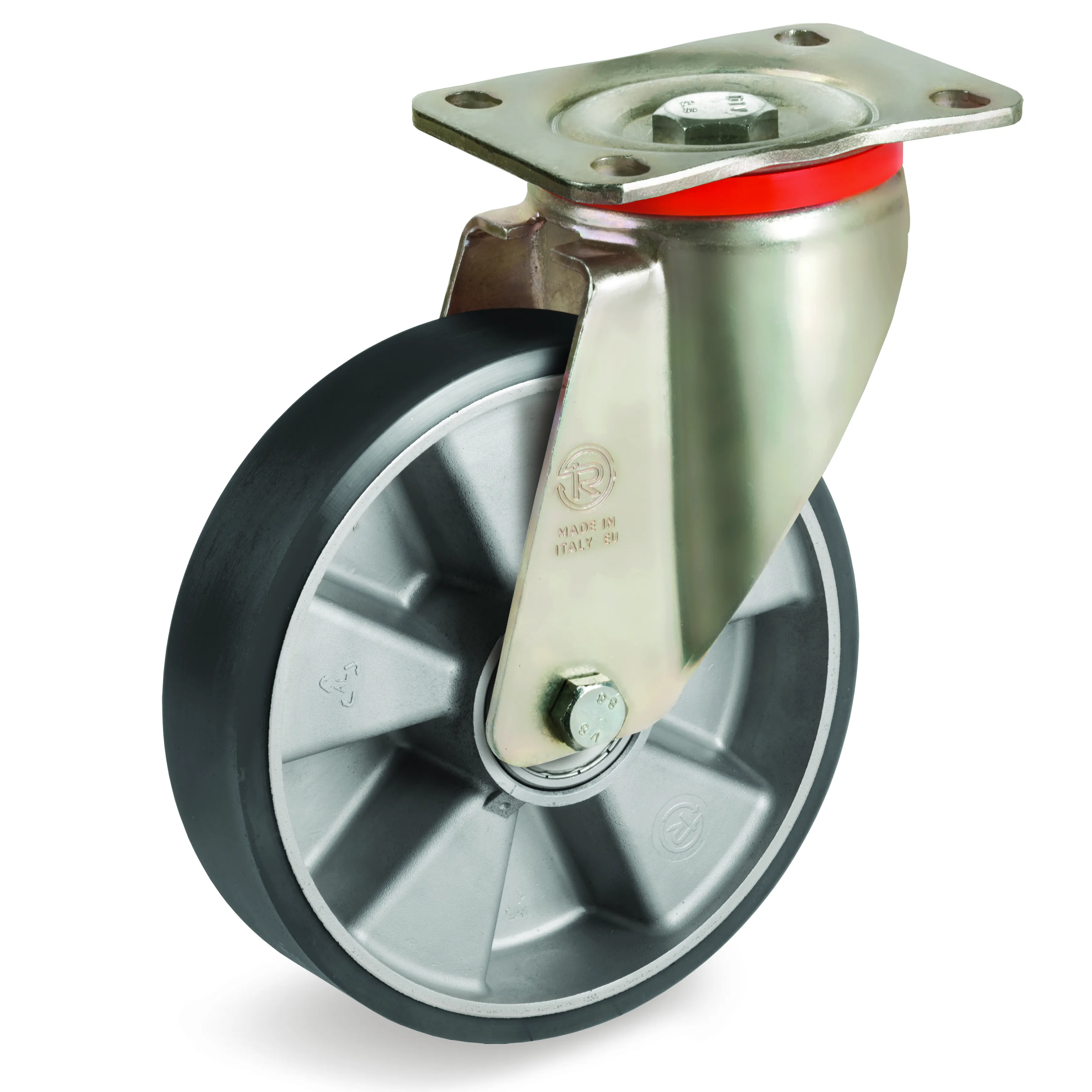 TR Polyurethane Tyre with Electrical Resistance and Aluminium Centre, Swivel Top Plate Castor, P Duty