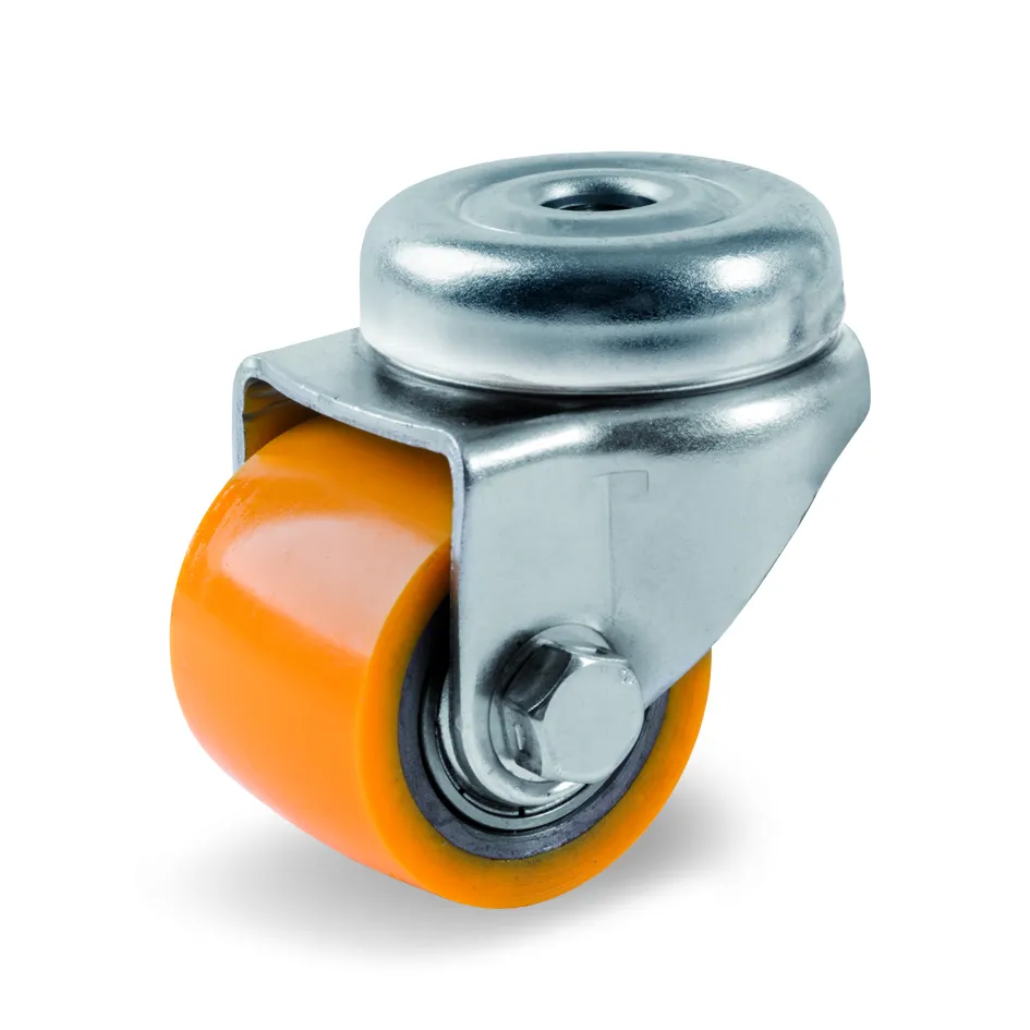 TR Polyurethane Pallet Truck Roller with Steel Centre, Bolt Hole Castor
